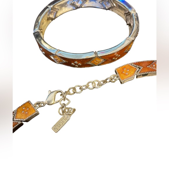 Napier Orange & Silver Enamel Necklace & Bracelet Set - Picture 4 of 6
